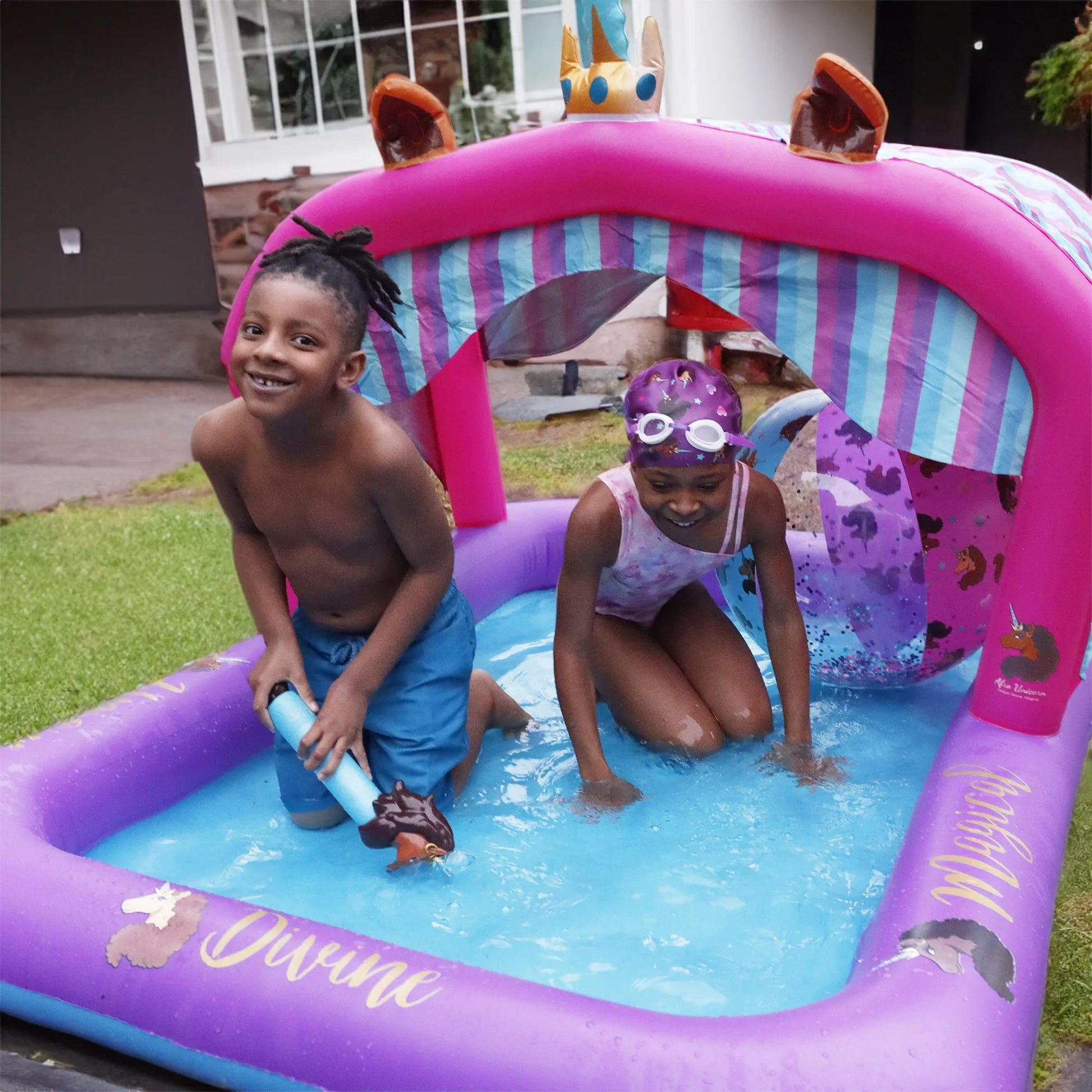 Canopy Pool – Inflatable Pool – Kiddie Pool – Girls – Purple/Pink