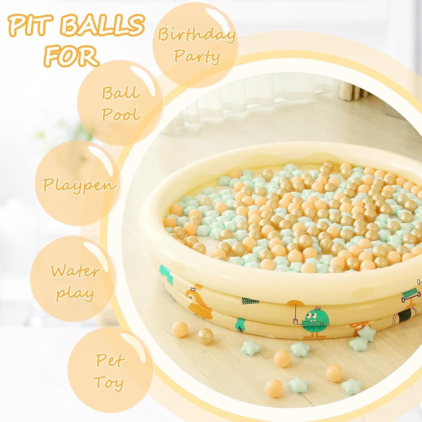 Ball Pit Balls Play Balls for Babies, Small Balls Stars for Kids Playpen Plastic Balls for Babies Ball Pool Puppy Playballs