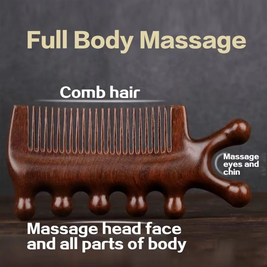 Meridian Massage Comb Sandalwood Head Meridian Scalp Massager Body Guasha Tool Anti-Static Comb Eye Shoulder Neck Massager