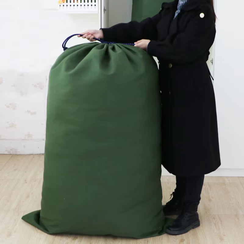 Heavy Duty Large Moving Bags Thickened Canvas Dust-Proof Drawstring Storage Pouch Bag Durable Clothing Blanket Quilt Storage Bag