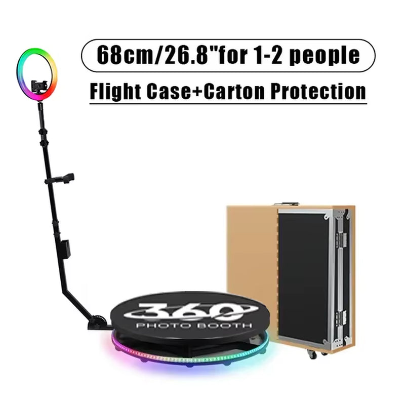 Portable 360 Photo Booth Automatic Rotating Selfie 360 Camera Photobooth with Flight Case Packing for Wedding Party Events