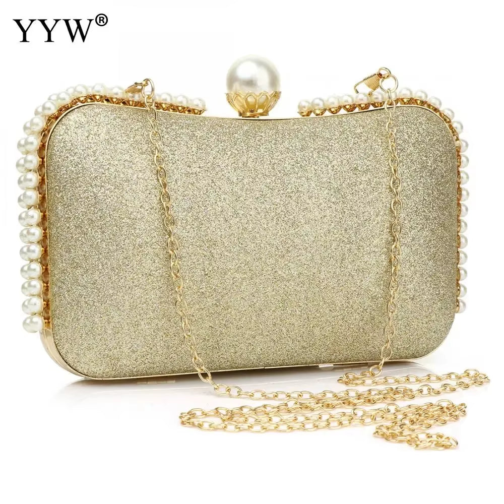 New Pearl Sequined Envelope Clutch Women'S Evening Bags Bling Clutches Wedding Purse Female Handbag 2024 Shoulder Messenger Bag
