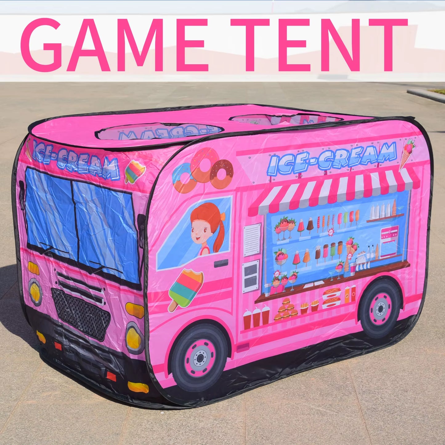 Children'S Indoor Ice Cream, Car Tent Toys, Playhouse Princesses, Boys and Girls, Game House, Folding Ocean Ball Pool