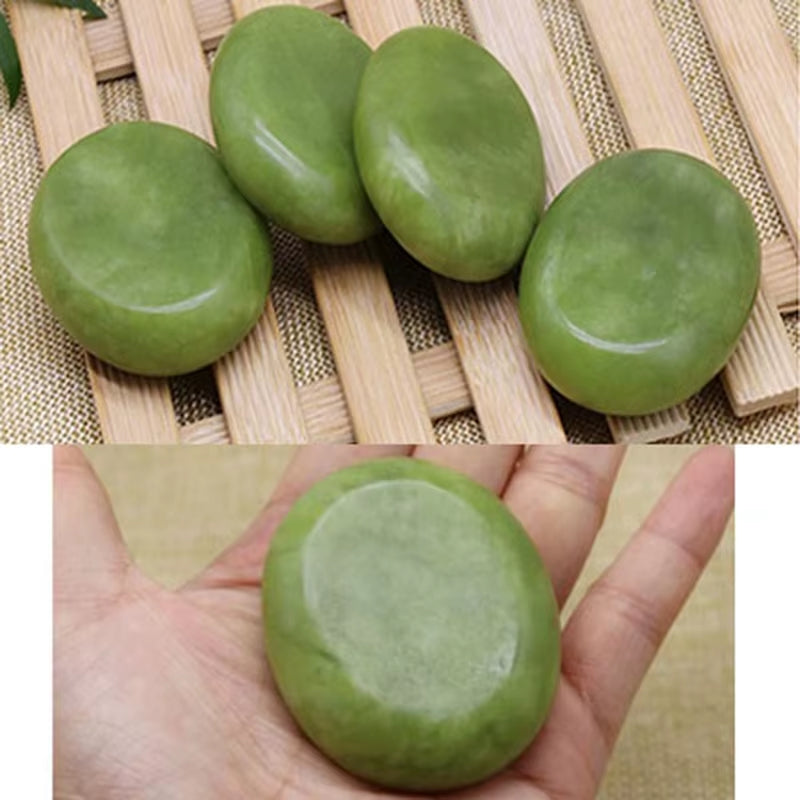 Natural Massage Stones Green Jade Stones Cold Rock for Spa Deep Tissue Massager