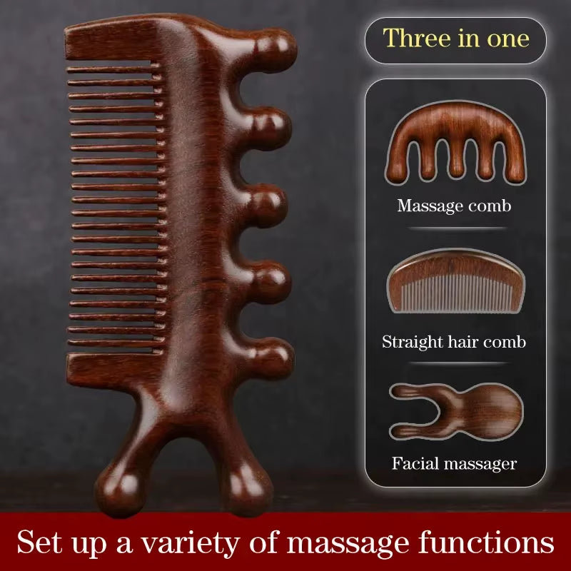 Meridian Massage Comb Sandalwood Head Meridian Scalp Massager Body Guasha Tool Anti-Static Comb Eye Shoulder Neck Massager