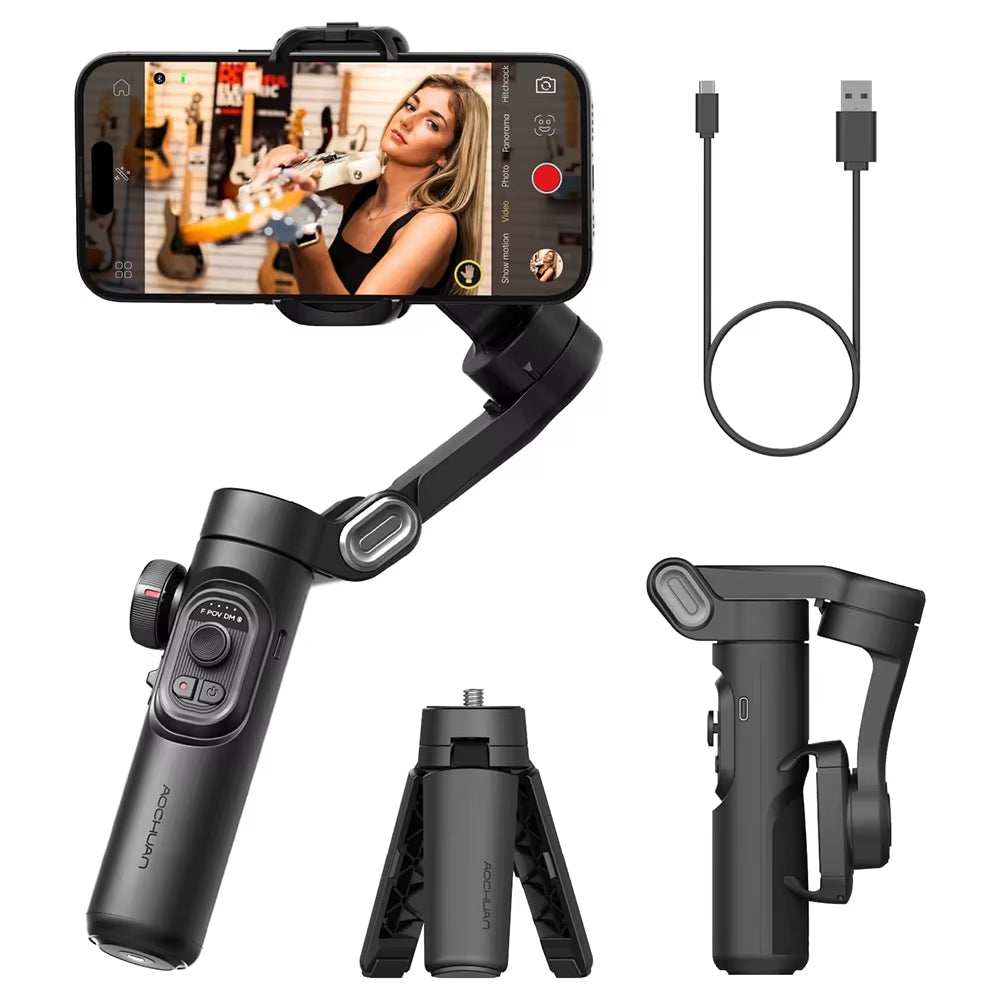 AOCHUAN Smart XE 3-Axis Handheld Gimbal Stabilizer for Smartphone Iphone Android Face Tracking Tiktok Vlog Live Streaming