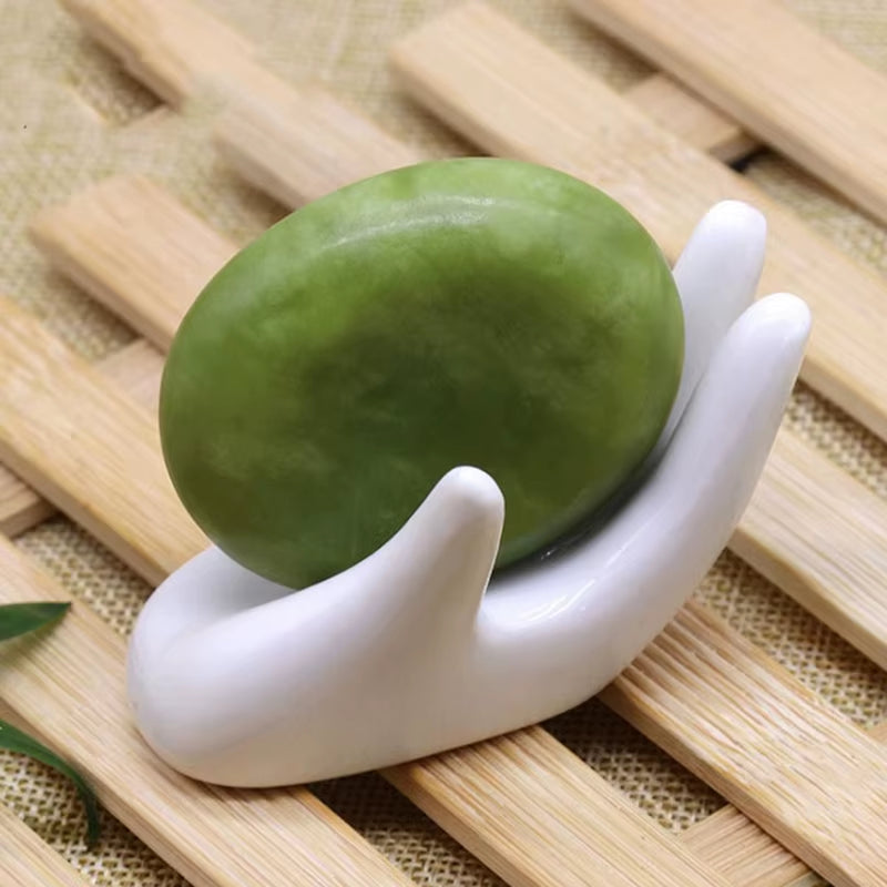 Natural Massage Stones Green Jade Stones Cold Rock for Spa Deep Tissue Massager