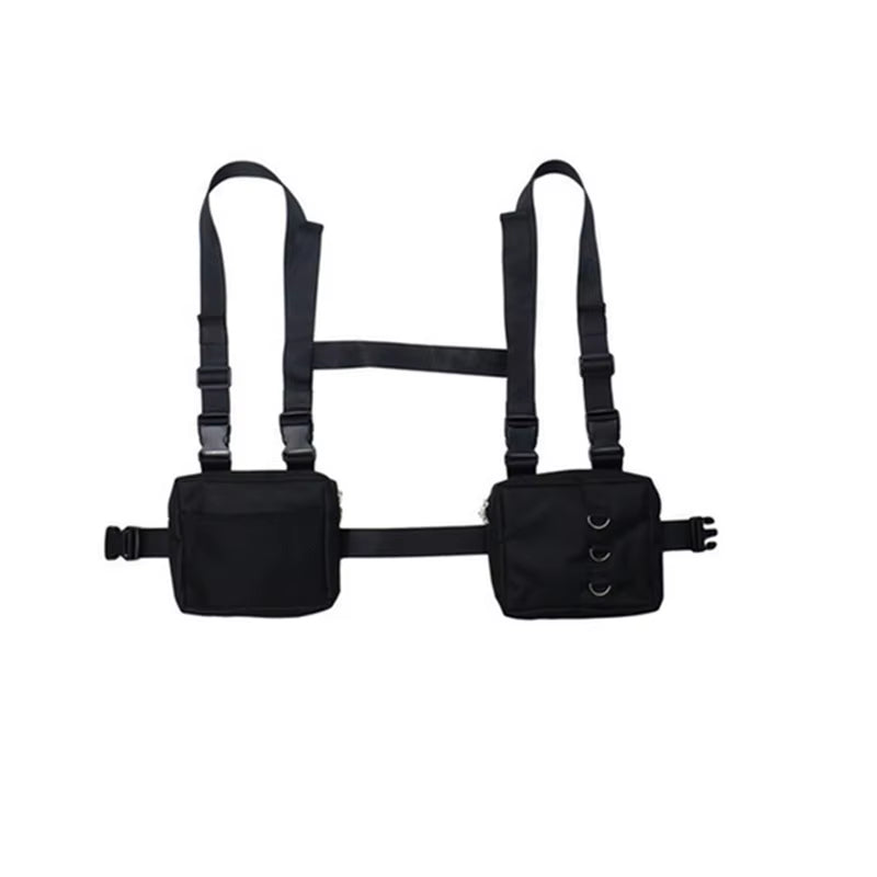 Punk Chest Bag Hip-Hop Tactical Streetwear Waist Pack Unisex Outdoor Functional Vest Bag Trend Two Pockets Harness Chest Rig Bag