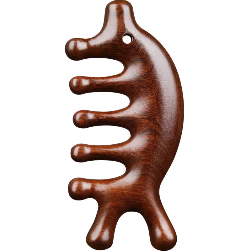 Meridian Massage Comb Sandalwood Head Meridian Scalp Massager Body Guasha Tool Anti-Static Comb Eye Shoulder Neck Massager