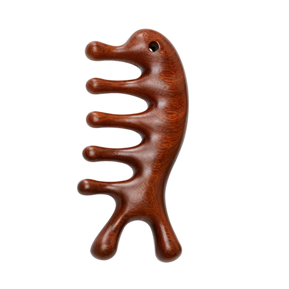 Meridian Massage Comb Sandalwood Head Meridian Scalp Massager Body Guasha Tool Anti-Static Comb Eye Shoulder Neck Massager