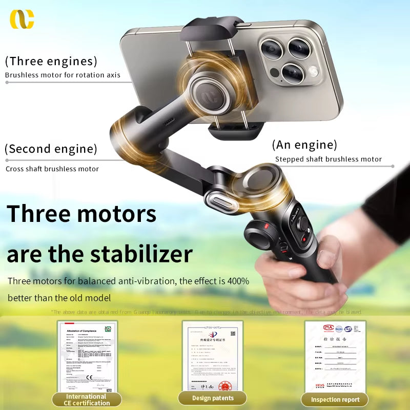 AOCHUAN Smart XE 3-Axis Handheld Gimbal Stabilizer for Smartphone Iphone Android Face Tracking Tiktok Vlog Live Streaming