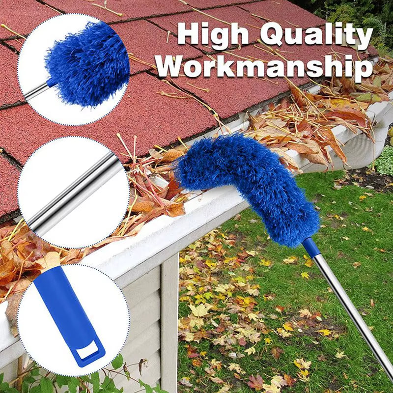 Gutter Cleaning Brush Roofing Tool with Telescopic Extendable Pole 8.2Ft Guard Cleaner Tool Easy Remove Leave