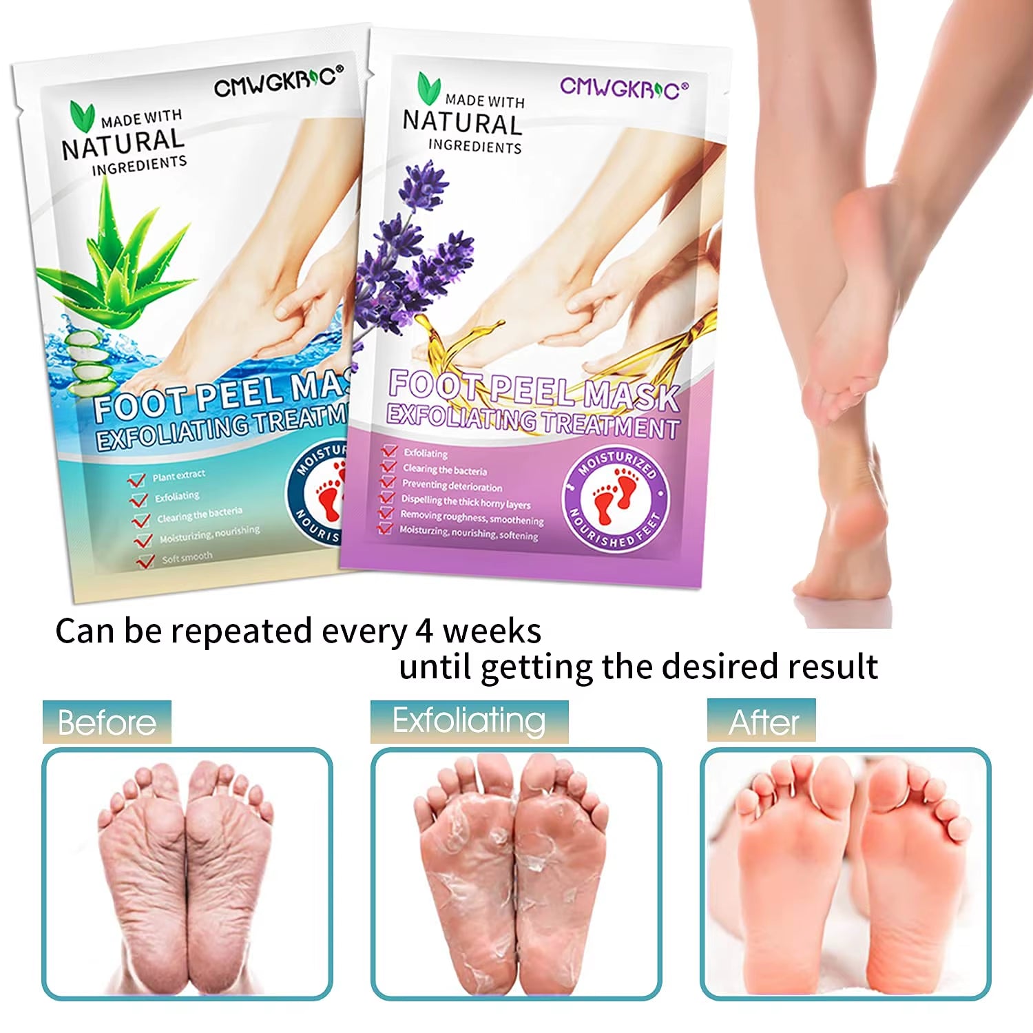 Foot Peel Mask,Exfoliator Peel off Calluses Dead Skin Callus Remover,Foot Mask for Dry Cracked Feet,Foot Peel Mask with Lavende