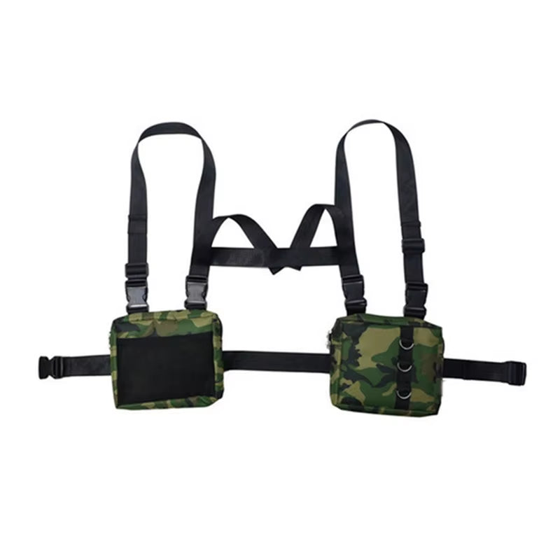 Punk Chest Bag Hip-Hop Tactical Streetwear Waist Pack Unisex Outdoor Functional Vest Bag Trend Two Pockets Harness Chest Rig Bag