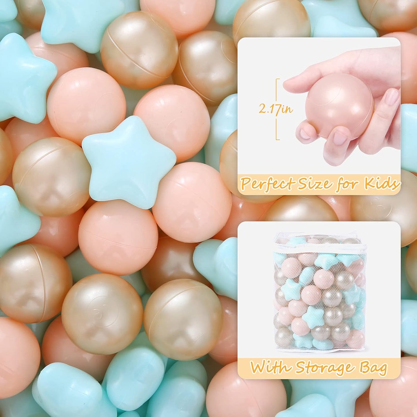 Ball Pit Balls Play Balls for Babies, Small Balls Stars for Kids Playpen Plastic Balls for Babies Ball Pool Puppy Playballs