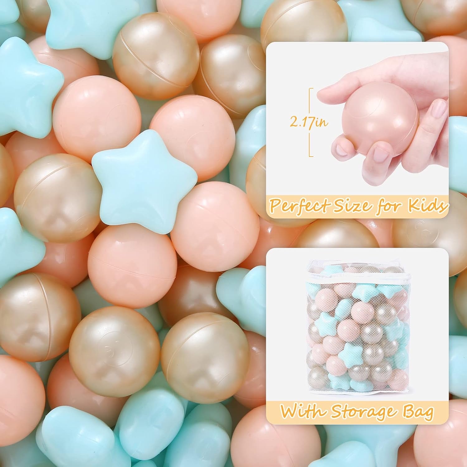 Ball Pit Balls Play Balls for Babies, Small Balls Stars for Kids Playpen Plastic Balls for Babies Ball Pool Puppy Playballs