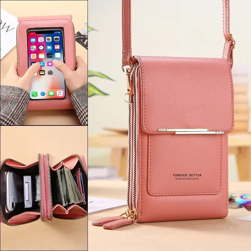 Women Bag Soft Leather Wallets Case Touch Screen Cell Phone Purse Crossbody Shoulder Strap Handbag for Female Cheap Women'S Bags