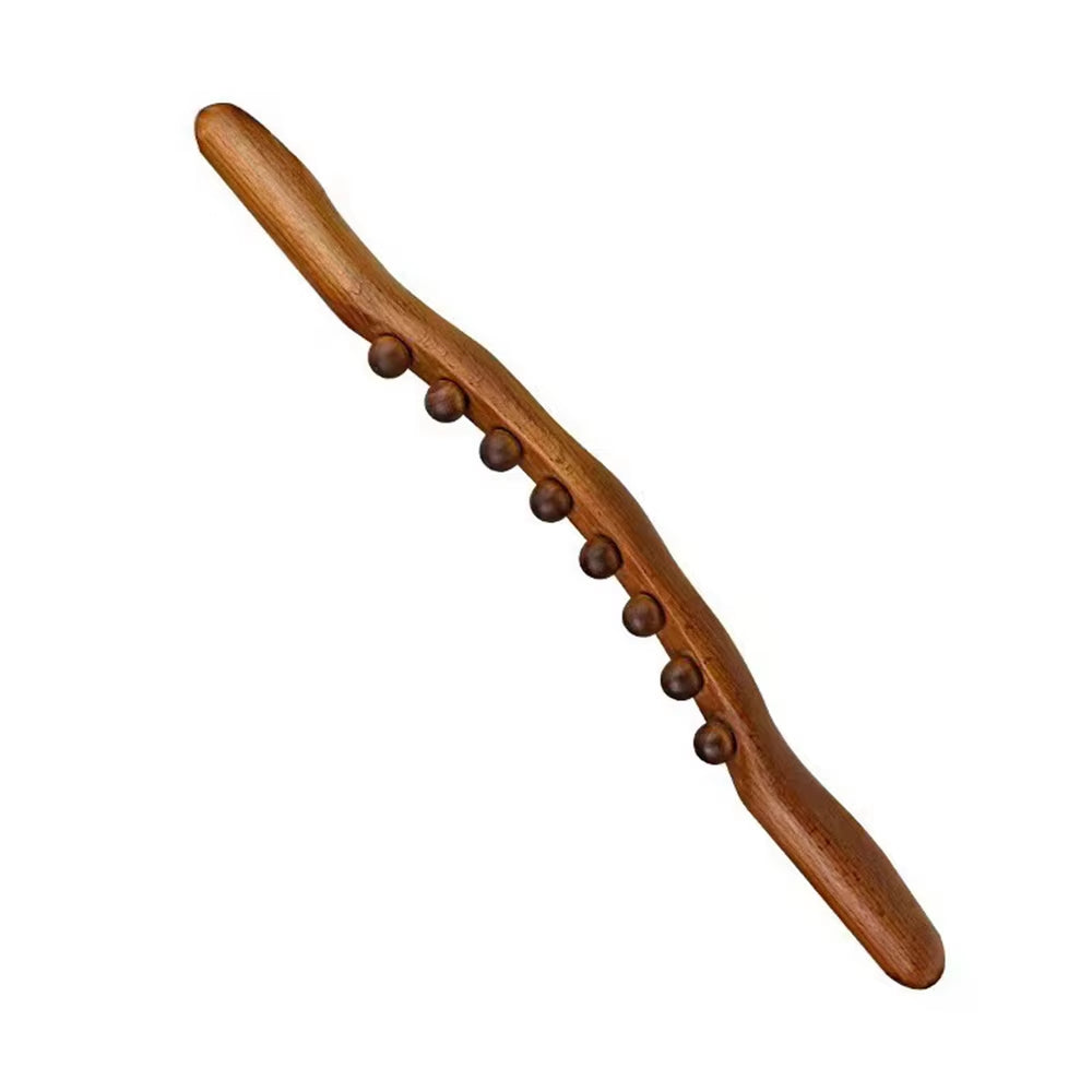 8 Beads Carbonized Beech Wood Massage Stick Household Health Care Dredging Meridians Scraping for Shoulders Neck Waist Back