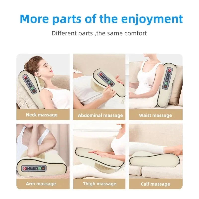 Back Neck Massager Infrared Heating Electric Shoulder Foot Massage Pillow Deep Tissue Kneading for Waist Legs Shoulder Women Men