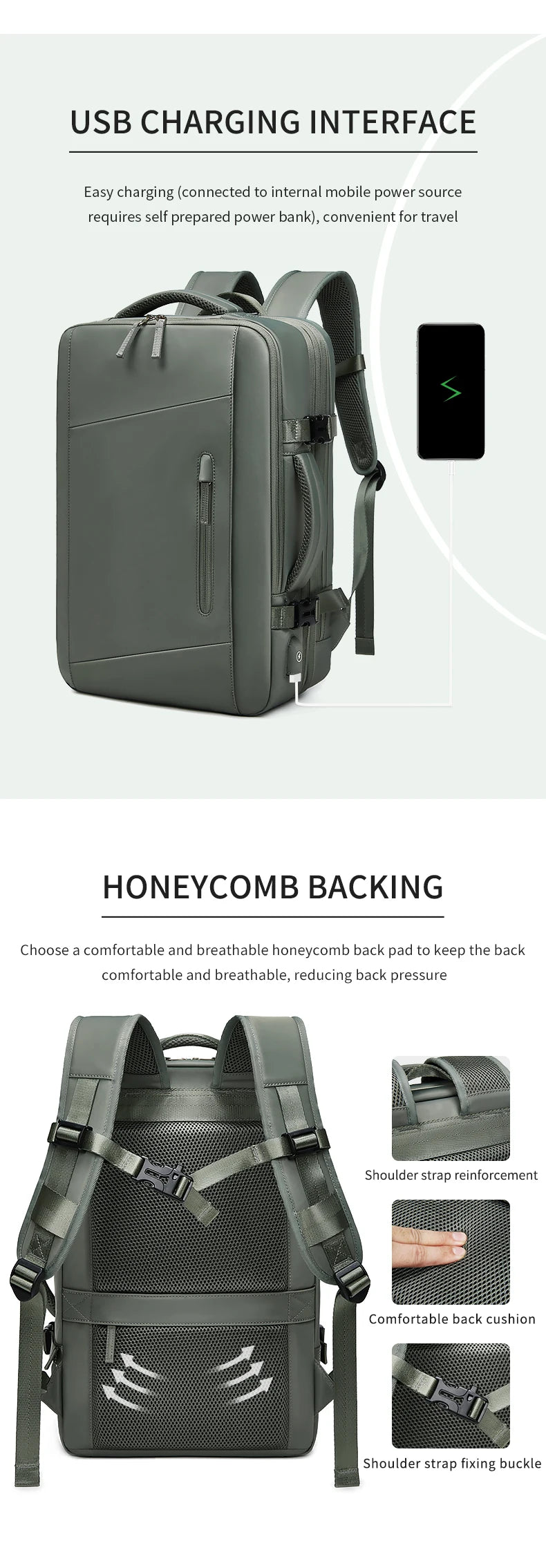 Travel Backpack For Men Expanded 39L hiking Business Laptop Backpack For Women USB charging 17 inch waterproof school Backpack