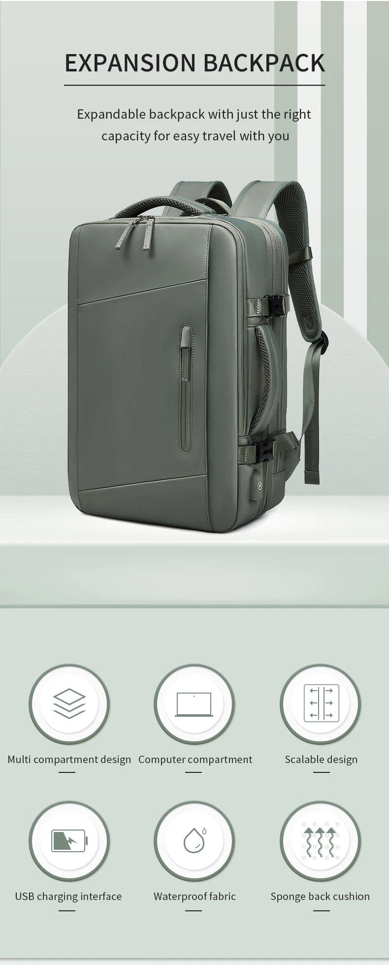 Travel Backpack For Men Expanded 39L hiking Business Laptop Backpack For Women USB charging 17 inch waterproof school Backpack