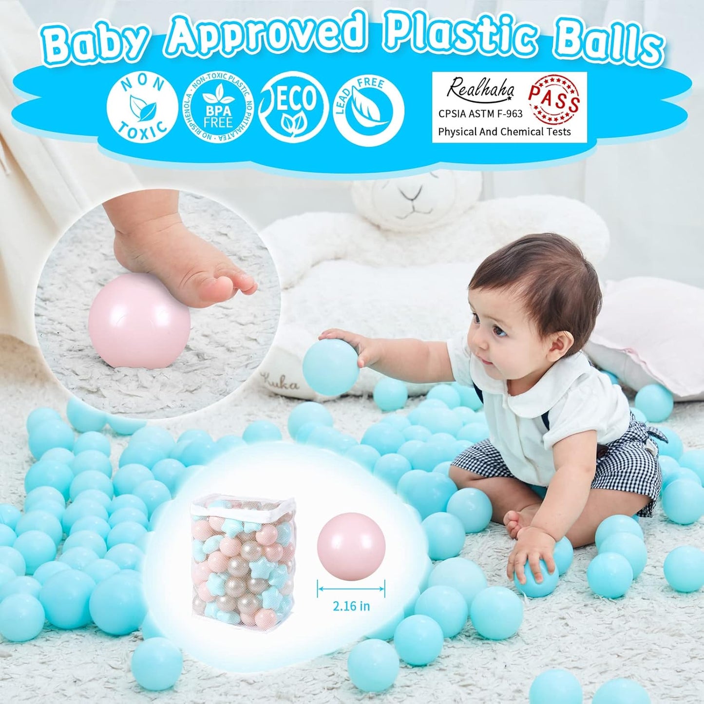 Ball Pit Balls Play Balls for Babies, Small Balls Stars for Kids Playpen Plastic Balls for Babies Ball Pool Puppy Playballs