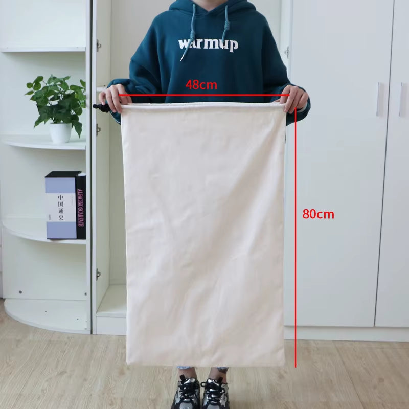 Heavy Duty Large Moving Bags Thickened Canvas Dust-Proof Drawstring Storage Pouch Bag Durable Clothing Blanket Quilt Storage Bag