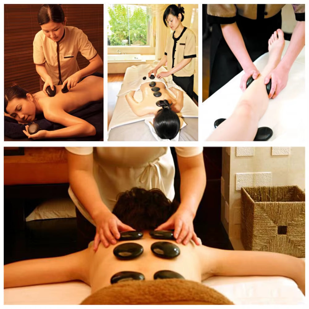 6 Pcs Hot Stones Large Hot Massage Stones Set Professional or Home Spa Relaxing Whole Body Tools for Salon Home Spa in Health