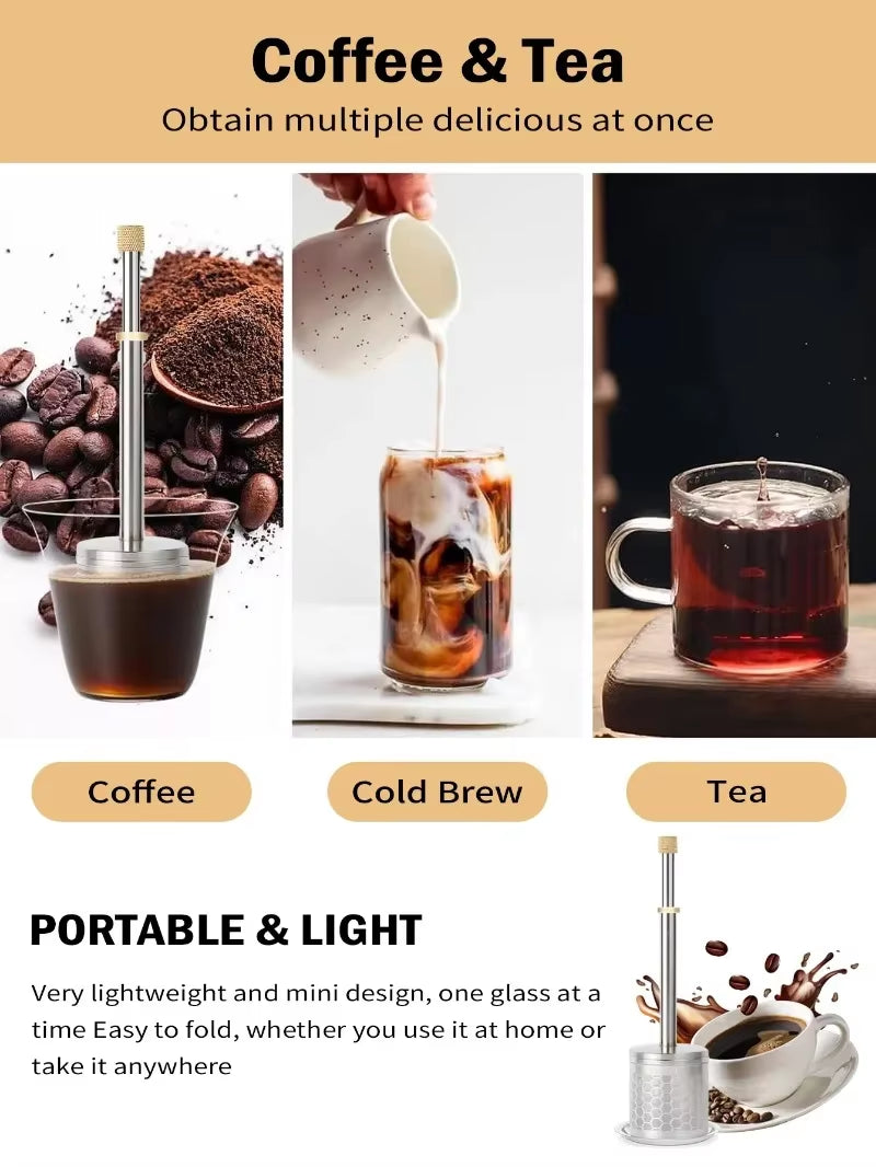 Reusable Coffee Filter Screen Stainless Steel Coffee and Tea Maker Portable Travel Coffee Brewer Tea Infuser Kitchen Accessories