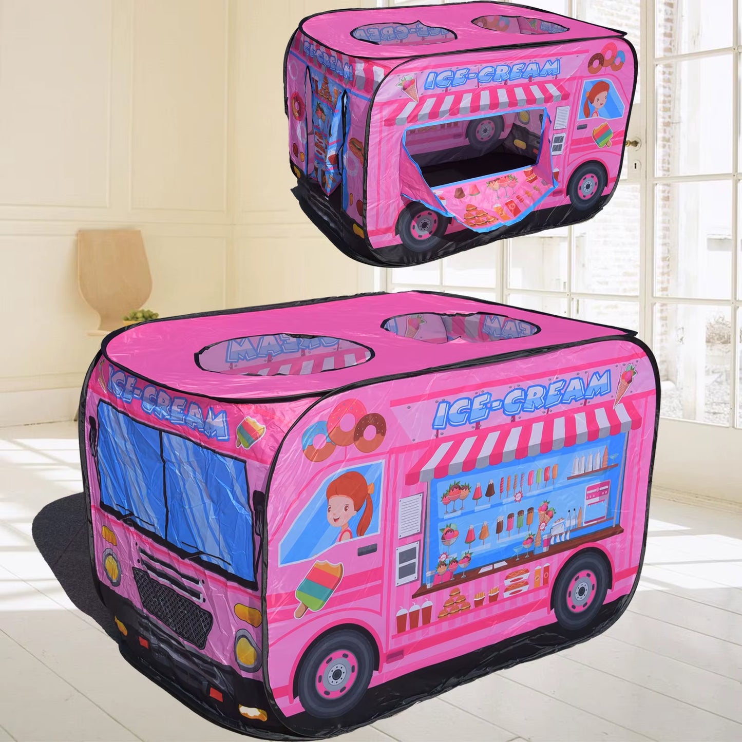 Children'S Indoor Ice Cream, Car Tent Toys, Playhouse Princesses, Boys and Girls, Game House, Folding Ocean Ball Pool