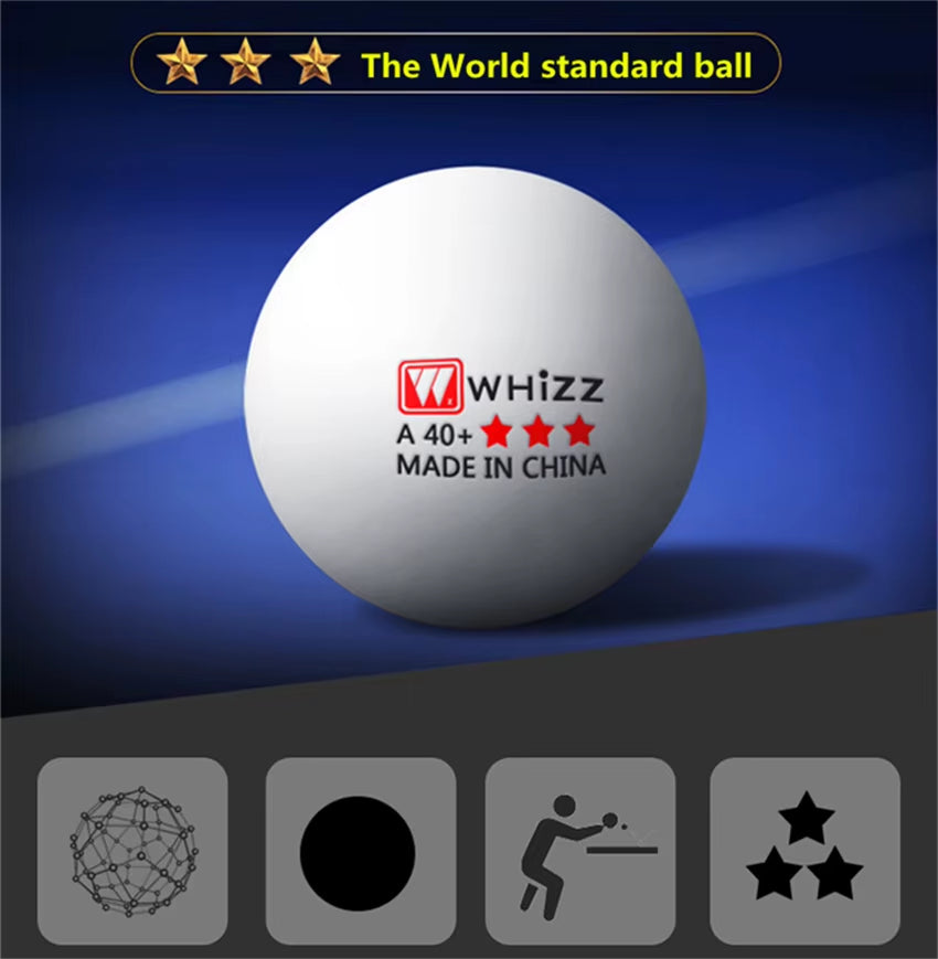 WHIZZ 3-Star 20~100 PCS Table Tennis Ball National Standard Training Balls ABS 40+ High Elasticity Quality Ping-Pong Balls