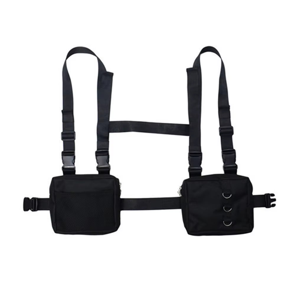Punk Chest Bag Hip-Hop Tactical Streetwear Waist Pack Unisex Outdoor Functional Vest Bag Trend Two Pockets Harness Chest Rig Bag