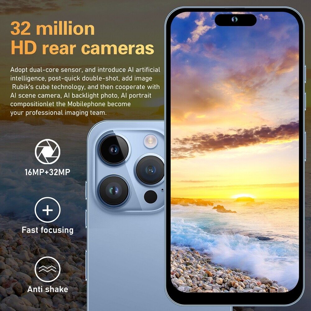I15 Pro Max Global Unlocked Smartphone 128GB Android13 Dual SIM Cheap Cell Phone