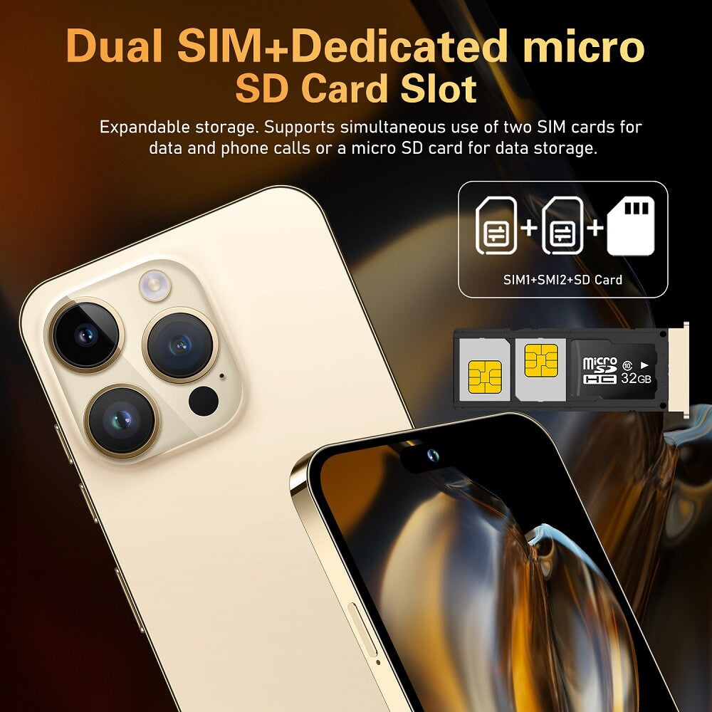 I15 Pro Max Global Unlocked Smartphone 128GB Android13 Dual SIM Cheap Cell Phone