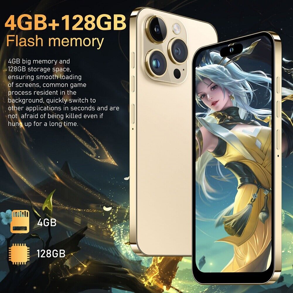 I15 Pro Max Global Unlocked Smartphone 128GB Android13 Dual SIM Cheap Cell Phone